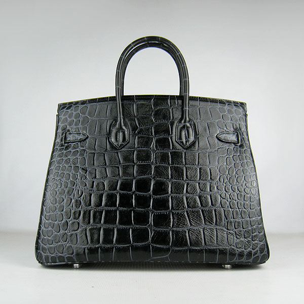 High Quality Fake Hermes Birkin 35CM Togo Veins Leather Bag Black 6089